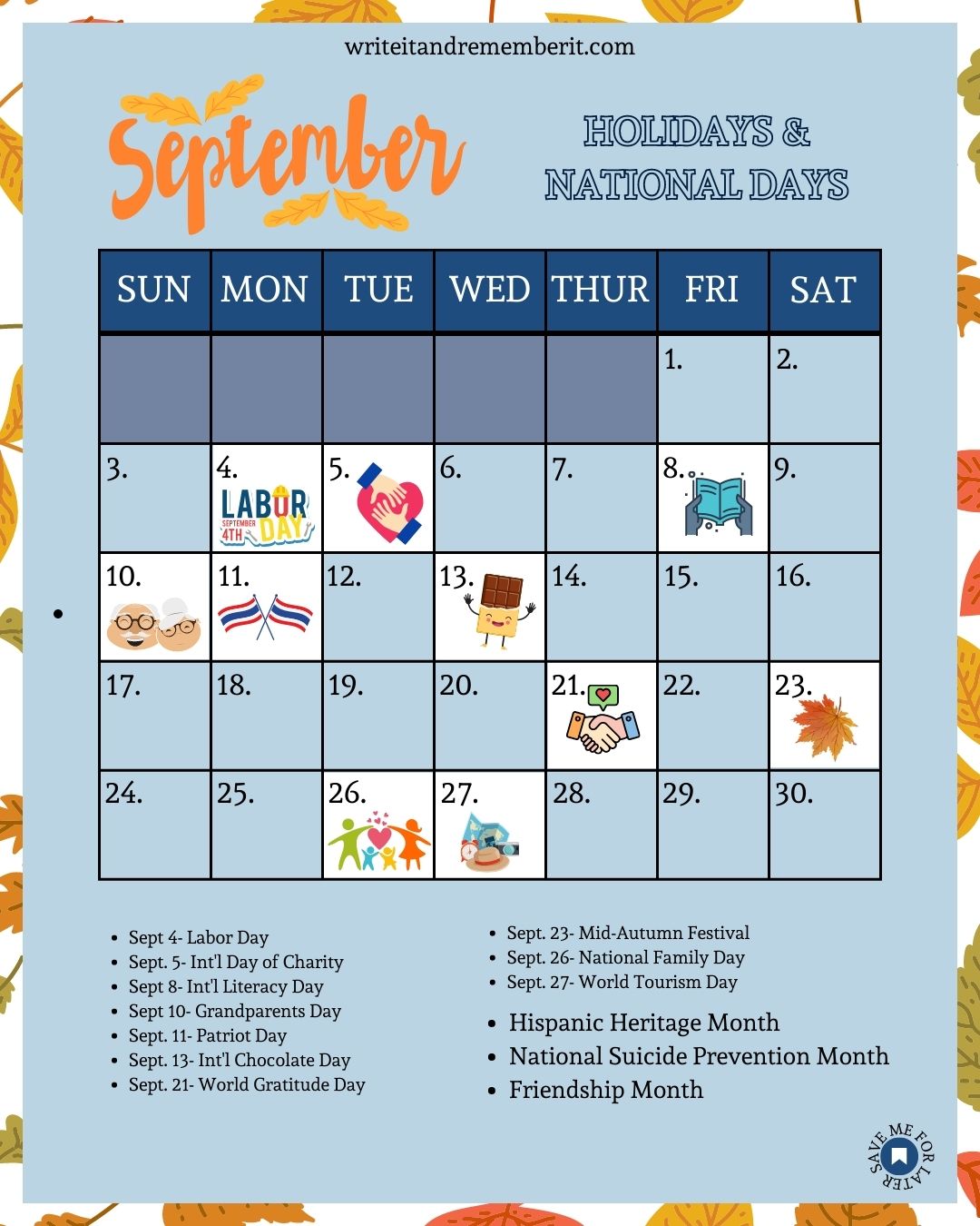 September 2023 Holidays and National Days