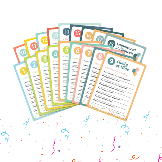 Birthday Interview Cards — Ages 1 to 18 — Digital Download