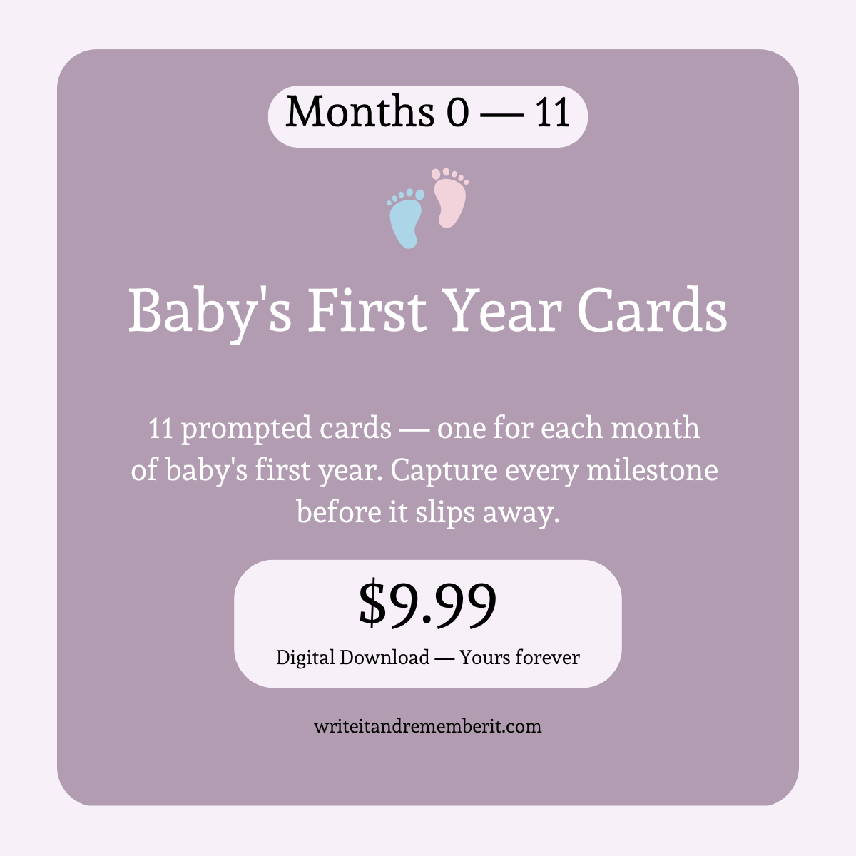Baby's First Year Cards — Months 0 to 11 — Digital Download
